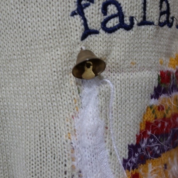 Falalala Llama Ugly Bells Jingles Christmas Sweater Llama in Hat Sweater - Picture 4 of 12